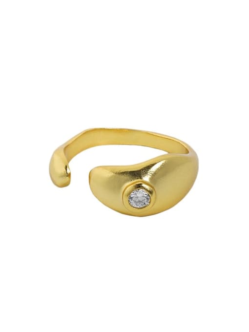 18K gold [No. 14 adjustable] 925 Sterling Silver Rhinestone Irregular Minimalist Band Ring